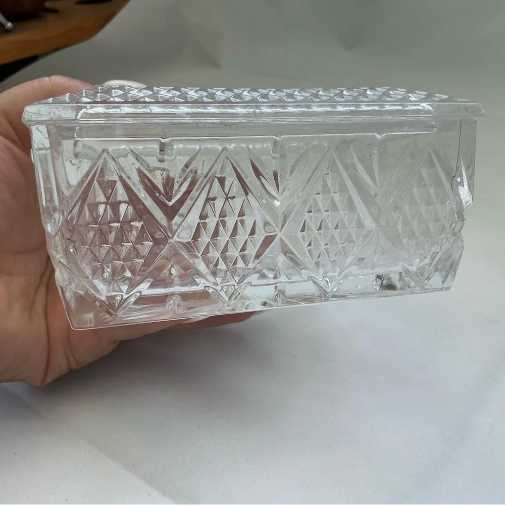 Vtg Idaho Grown Famous Potatoes Etched Crystal Lidded Trinket Box Advertising - Picture 10 of 11